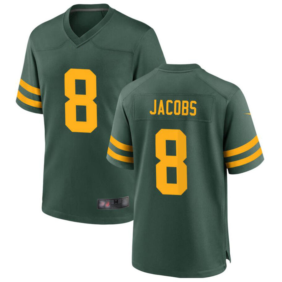 Silnrao GB.Packers #8 Josh Jacobs Player Green Home Replica Stitched Jerseys