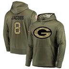 Silnrao GB.Packers #8 Josh Jacobs Player Olive Salute to Service Pullover Hoodie Game Stitched Jerseys