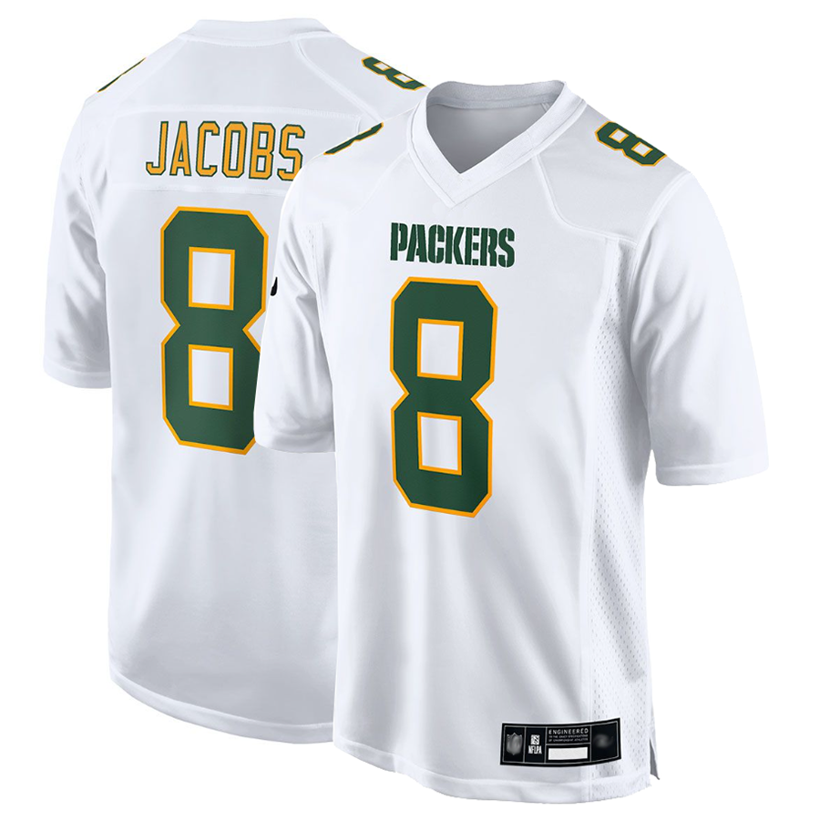 Silnrao GB.Packers #8 Josh Jacobs Player White Fashion Game Stitched Jerseys