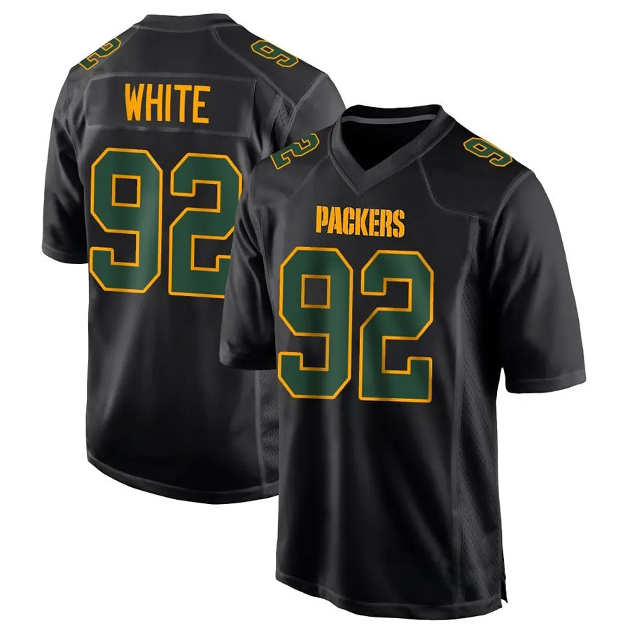 Silnrao GB.Packers #92 Reggie White Player Black Fashion Game Stitched Jerseys