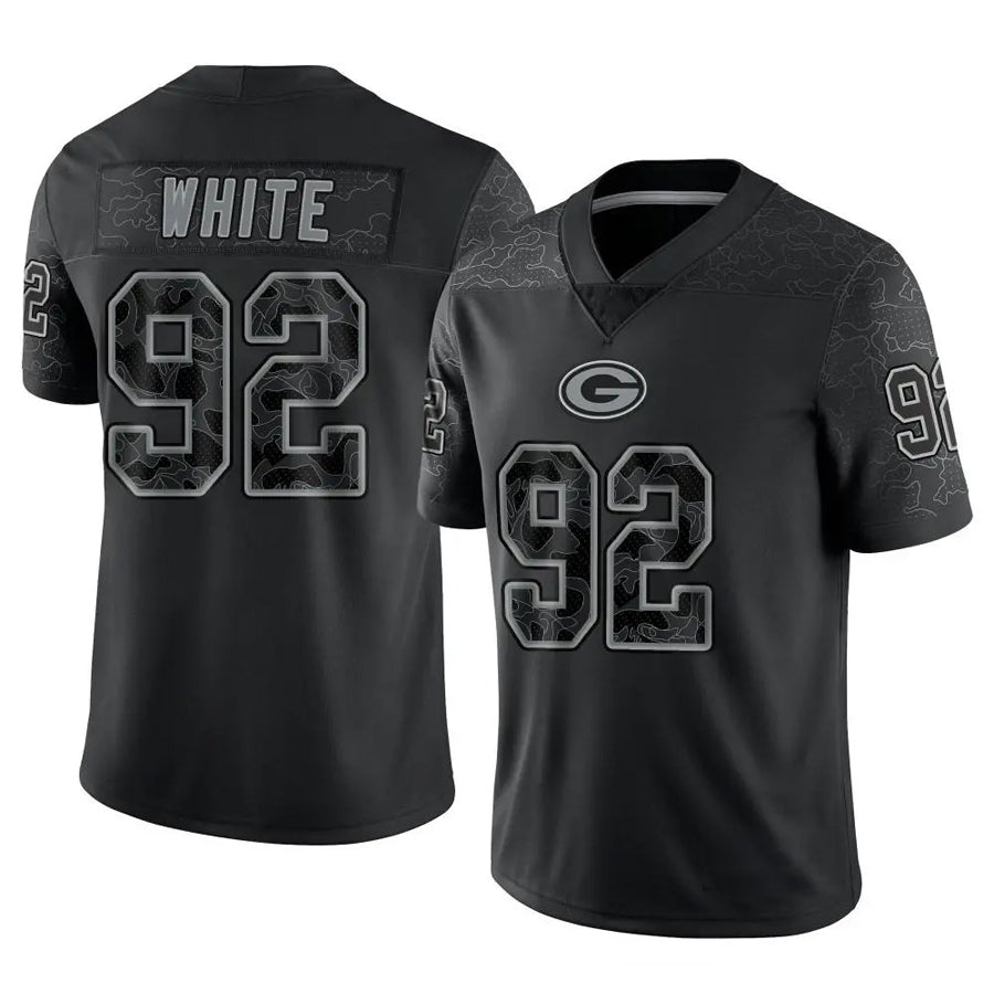 Silnrao GB.Packers #92 Reggie White Player Black REFLECTIVE Limited Stitched Jerseys