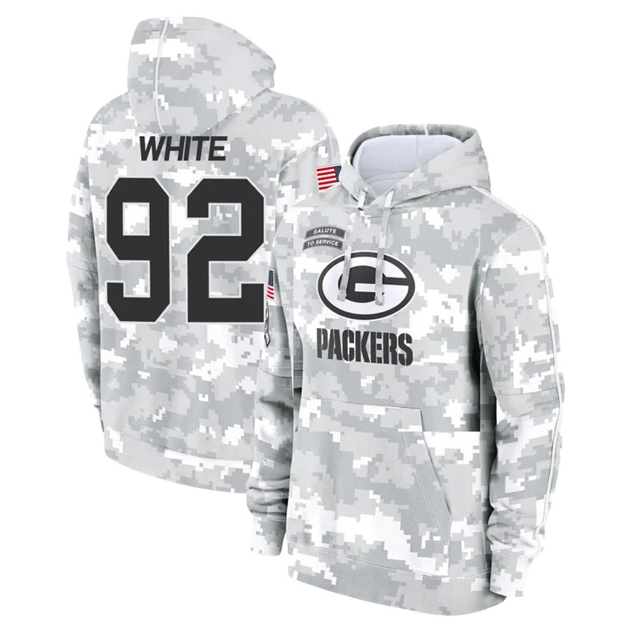 Silnrao GB.Packers #92 Reggie White Player Camo Salute To Service Hoodies Game Stitched Jerseys