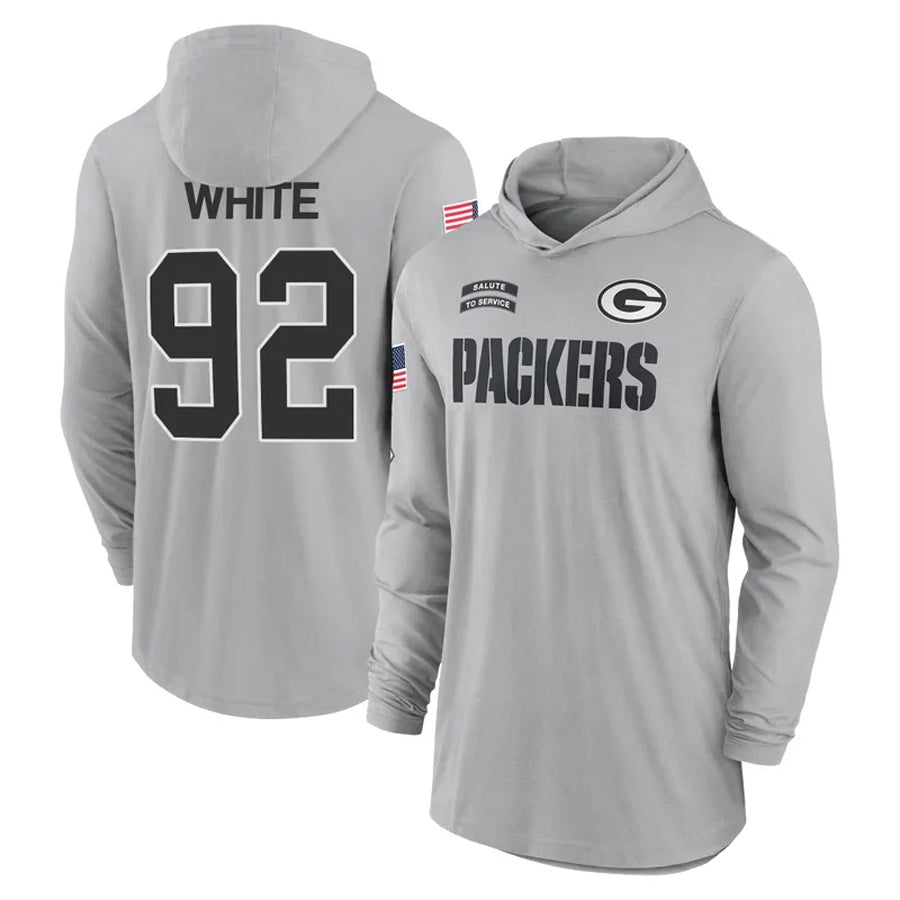 Silnrao GB.Packers #92 Reggie White Player Gray Hoodies Game Stitched Jerseys