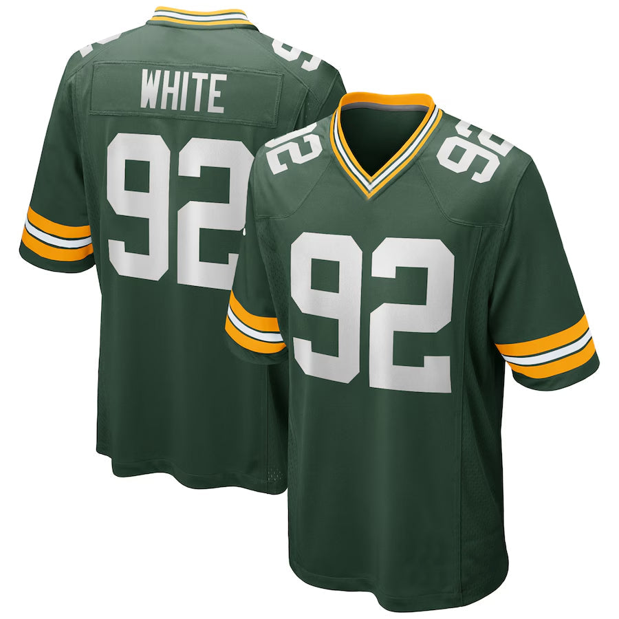 Silnrao GB.Packers #92 Reggie White Player Green Home Game Stitched Jersey