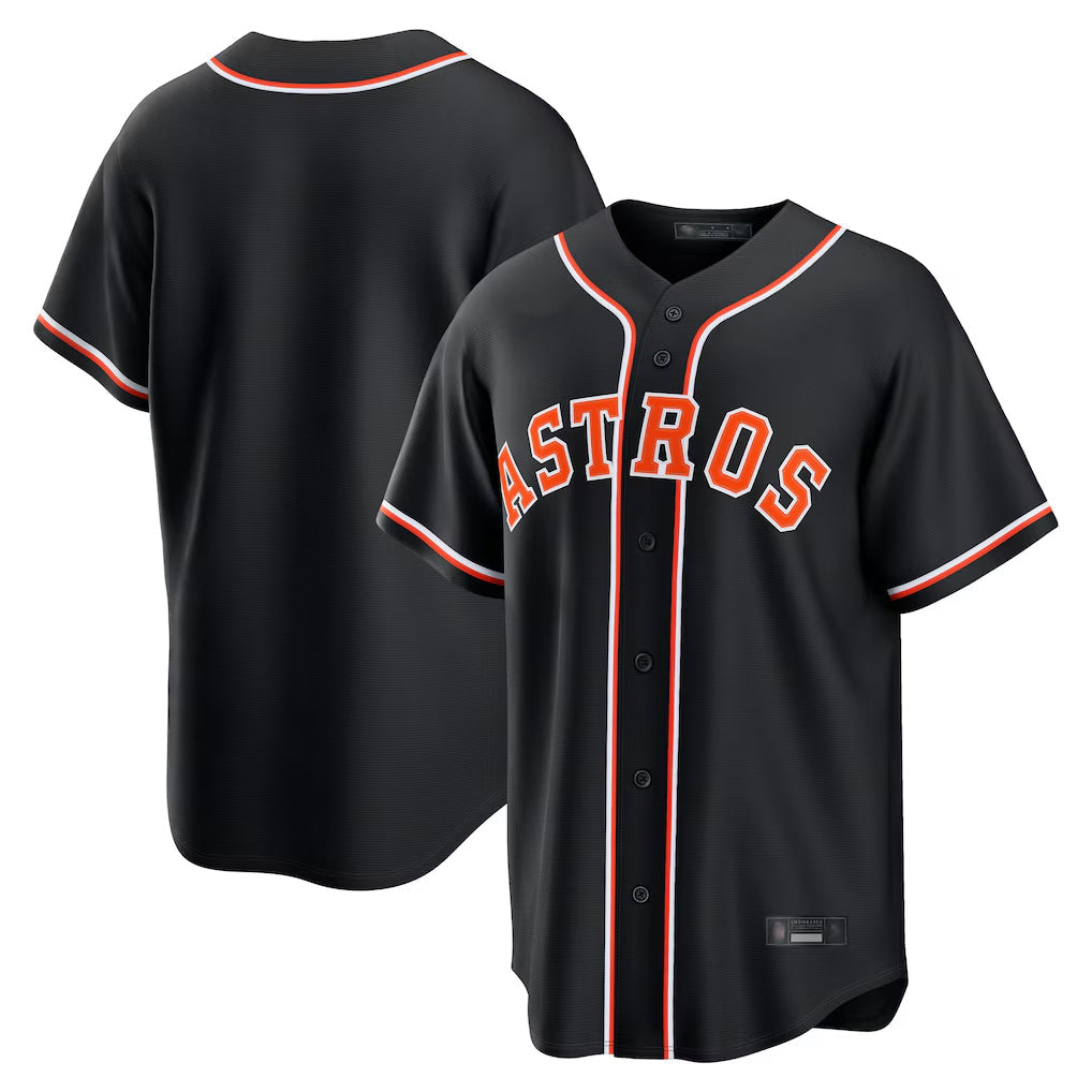 Silnrao H.Astros Black Fashion Out Home Game Blank Player Stitched Jerseys