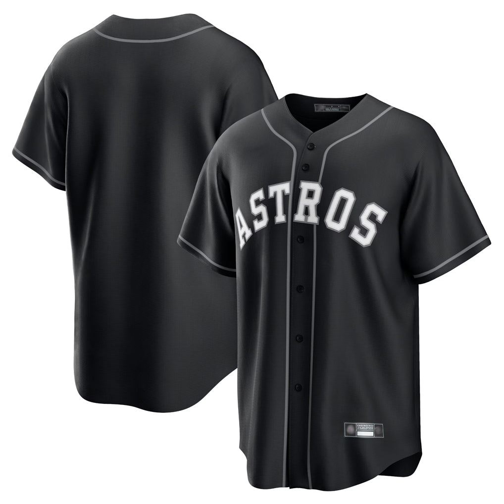 Silnrao H.Astros Black Home Game Blank Player Stitched Jerseys