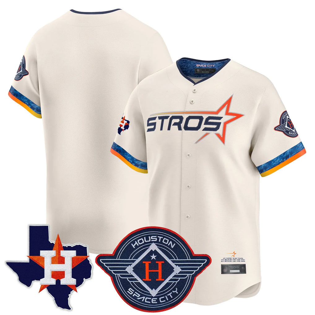 Silnrao H.Astros Cream City Connect Texas Patch Vapor Premier Blank Player Limited Home Stitched Jerseys