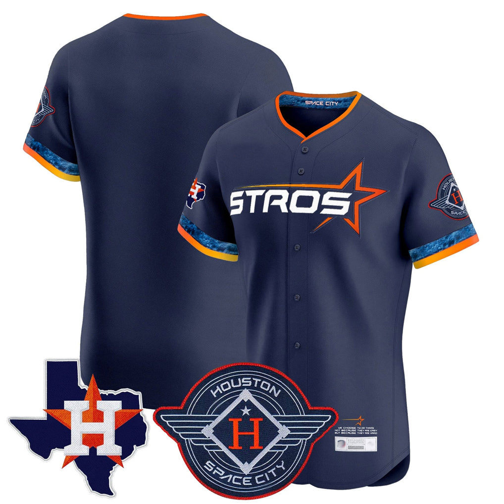 Silnrao H.Astros Navy City Connect Texas Patch Vapor Premier Blank Player Limited Elite Home Stitched Jerseys
