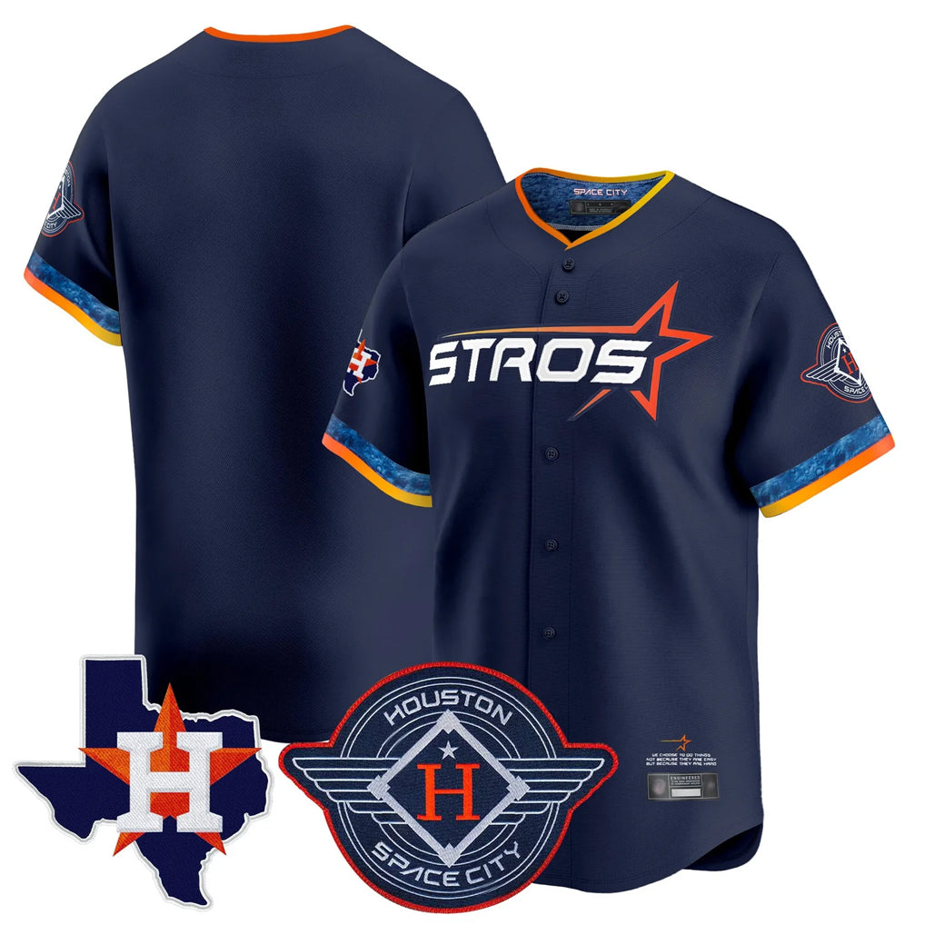 Silnrao H.Astros Navy City Connect Texas Patch Vapor Premier Blank Player Limited Home Stitched Jerseys