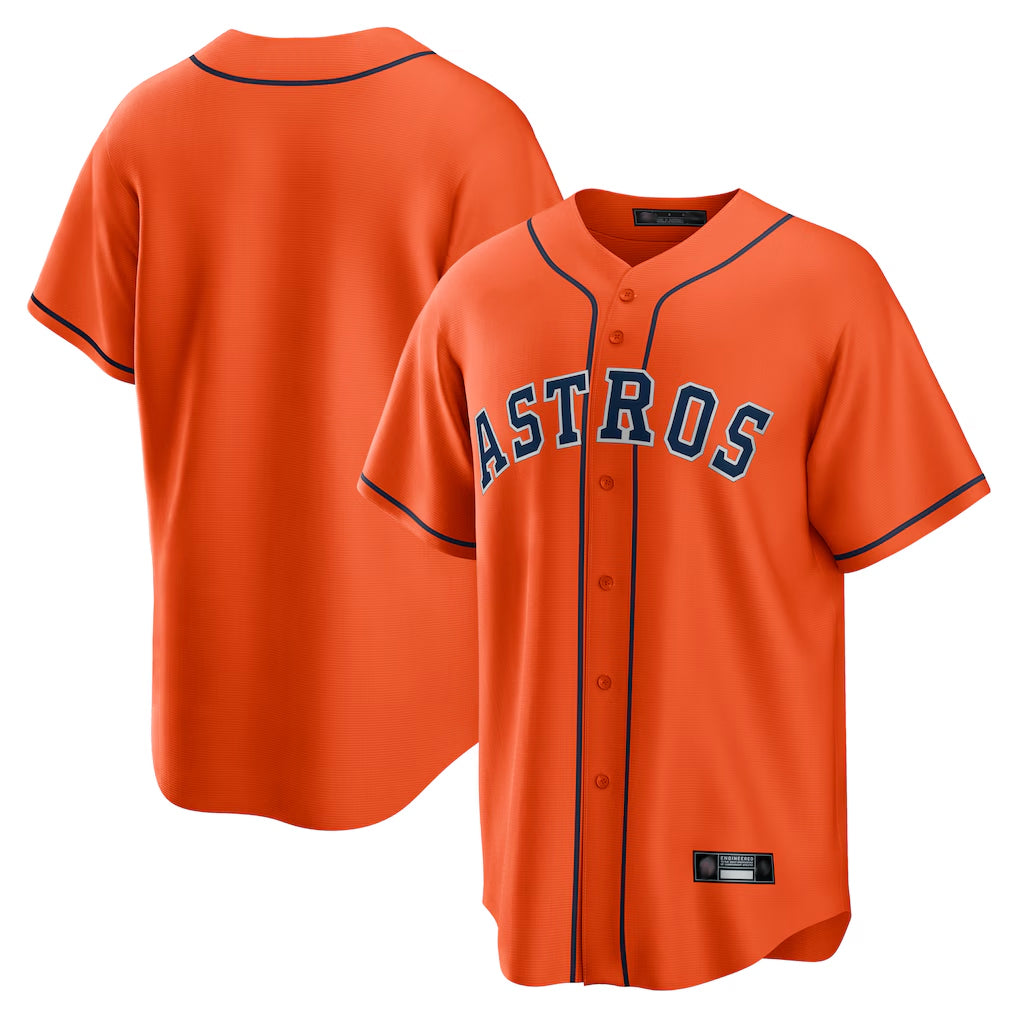 Silnrao H.Astros Orange Home Game Blank Player Stitched Jerseys