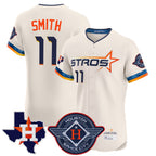 Silnrao H.Astros #11 Cam Smith Player Cream City Connect Texas Patch Vapor Premier Limited Elite Home Stitched Jerseys