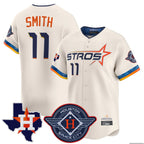 Silnrao H.Astros #11 Cam Smith Player Cream City Connect Texas Patch Vapor Premier Limited Home Stitched Jerseys