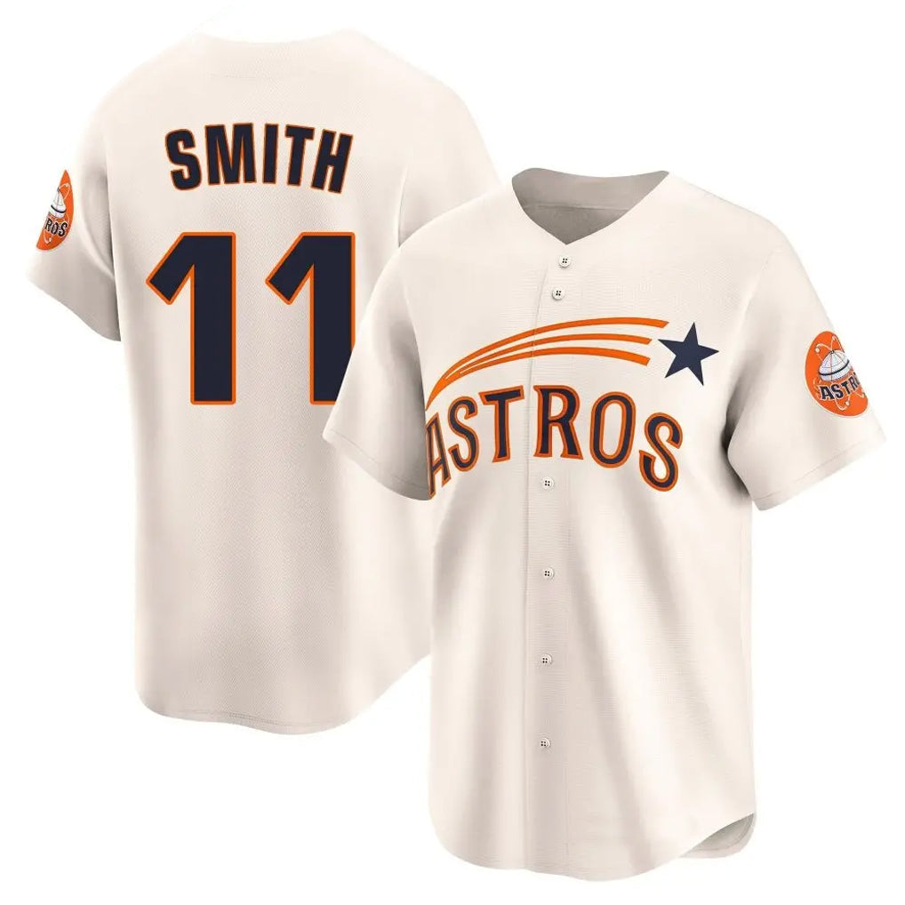 Silnrao H.Astros #11 Cam Smith Player Cream Throwback Cooperstown Collection Limited Stitched Jerseys