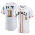 Silnrao H.Astros #11 Cam Smith Player Gold Collection Limited Elite Home Stitched Jerseys