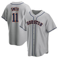 Silnrao H.Astros #11 Cam Smith Player Gray Home Game Stitched Jerseys