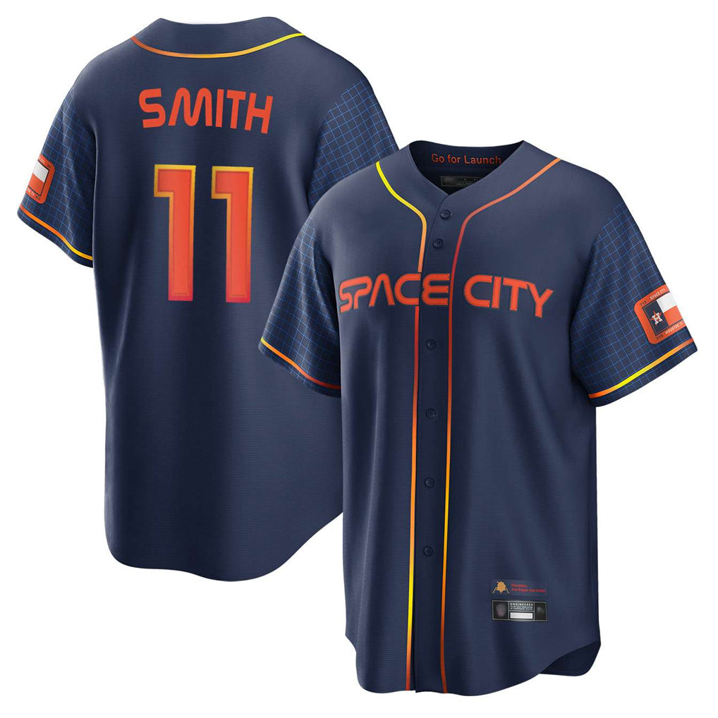 Silnrao H.Astros #11 Cam Smith Player Navy City Connect Home Game Stitched Jerseys
