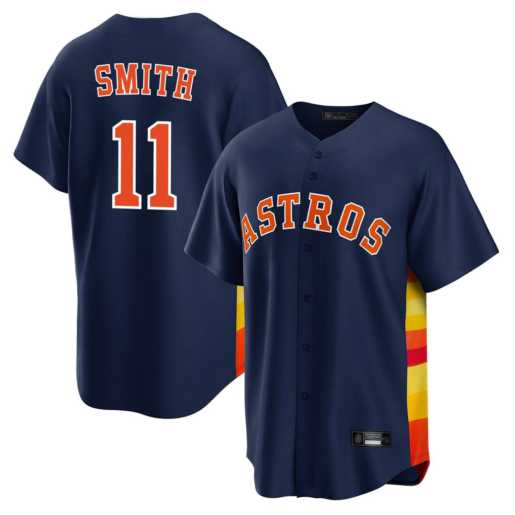 Silnrao H.Astros #11 Cam Smith Player Navy Home Game Stitched Jerseys