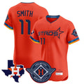 Silnrao H.Astros #11 Cam Smith Player Orange City Connect Texas Patch Vapor Premier Limited Elite Home Stitched Jerseys