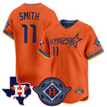Silnrao H.Astros #11 Cam Smith Player Orange City Connect Texas Patch Vapor Premier Limited Home Stitched Jerseys
