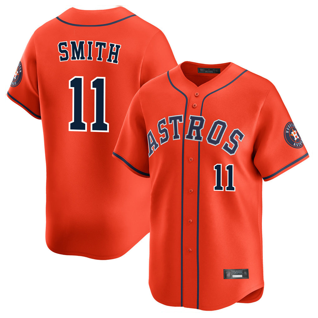 Silnrao H.Astros #11 Cam Smith Player Orange Home Limited Stitched Jerseys