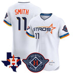 Silnrao H.Astros #11 Cam Smith Player White City Connect Texas Patch Vapor Premier Limited Elite Home Stitched Jerseys