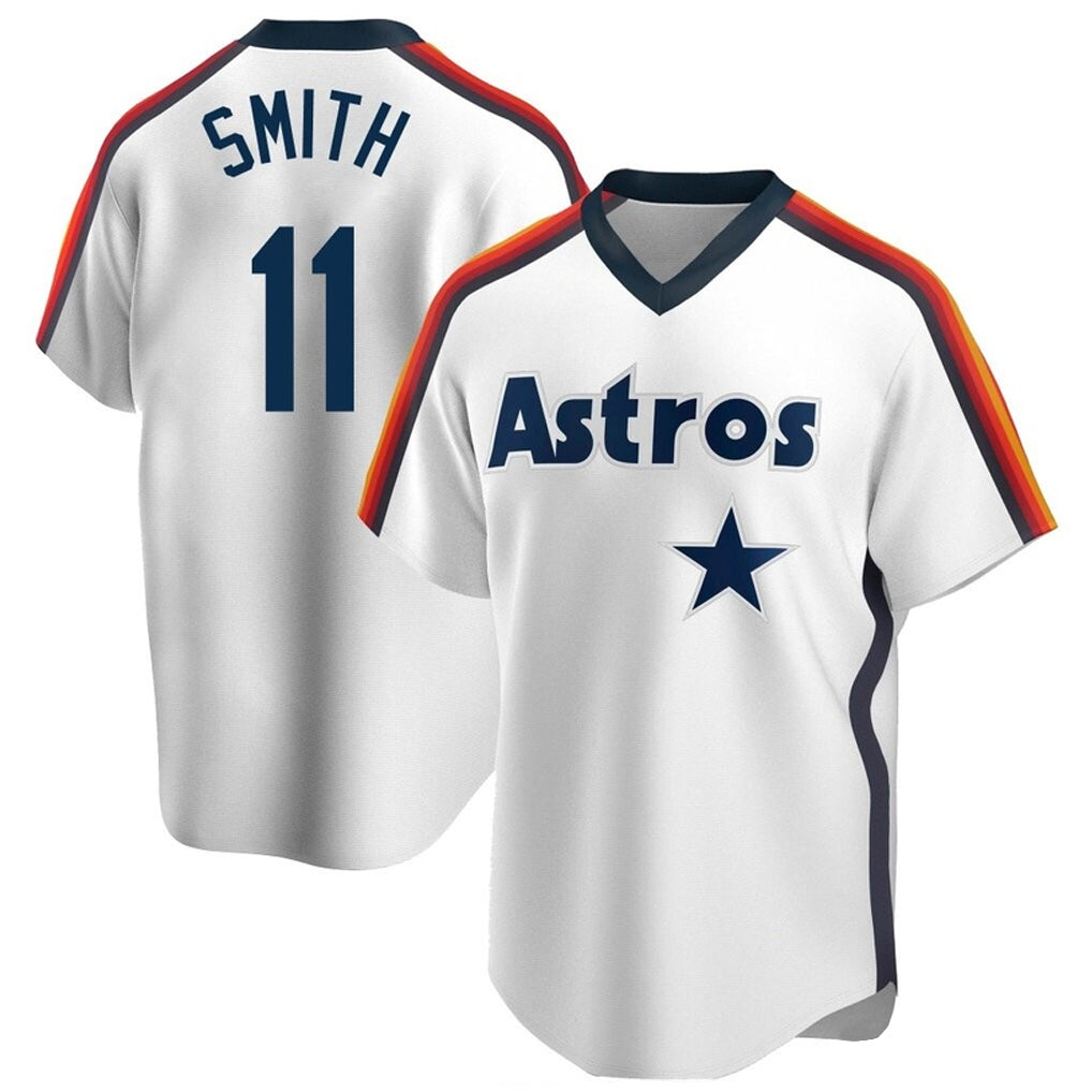 Silnrao H.Astros #11 Cam Smith Player White Cooperstown Collection T-shirt Stitched Jerseys