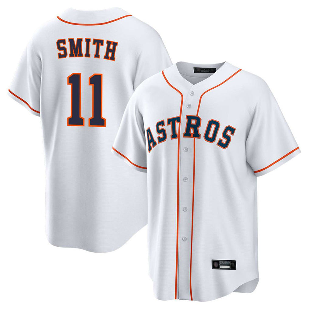 Silnrao H.Astros #11 Cam Smith Player White Home Game Stitched Jerseys