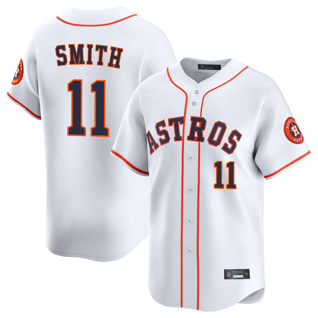 Silnrao H.Astros #11 Cam Smith Player White Home Limited Stitched Jerseys