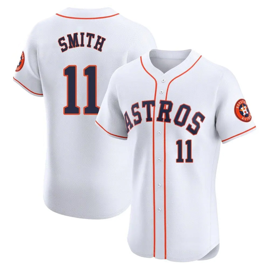 Silnrao H.Astros #11 Cam Smith Player White Limited Elite Home Stitched Jerseys