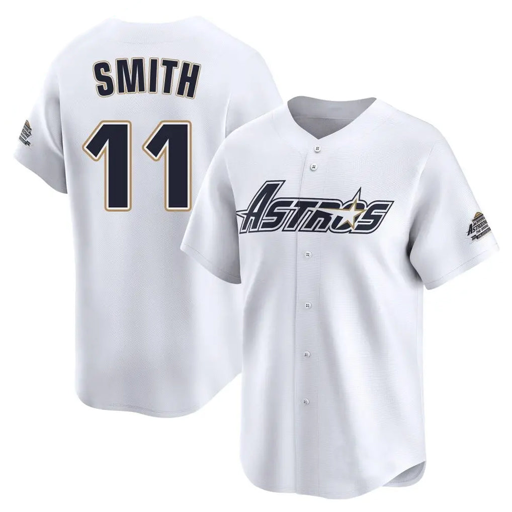 Silnrao H.Astros #11 Cam Smith Player White Throwback Cooperstown Collection Limited Stitched Jerseys
