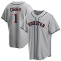 Silnrao H.Astros #1 Carlos Correa Player Gray Home Game Stitched Jerseys