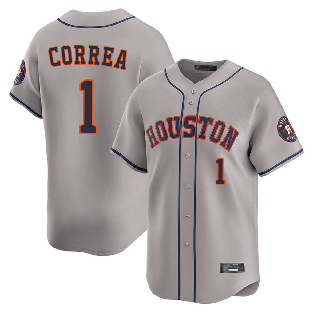 Silnrao H.Astros #1 Carlos Correa Player Gray Home Limited Stitched Jerseys