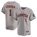Silnrao H.Astros #1 Carlos Correa Player Gray Home Limited Stitched Jerseys