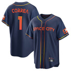 Silnrao H.Astros #1 Carlos Correa Player Navy City Connect Home Game Stitched Jerseys