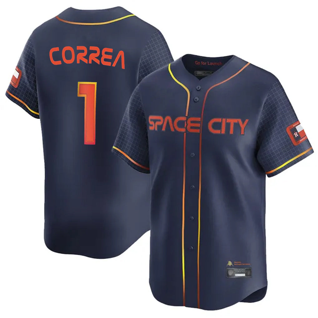 Silnrao H.Astros #1 Carlos Correa Player Navy City Connect Home Limited Stitched Jerseys