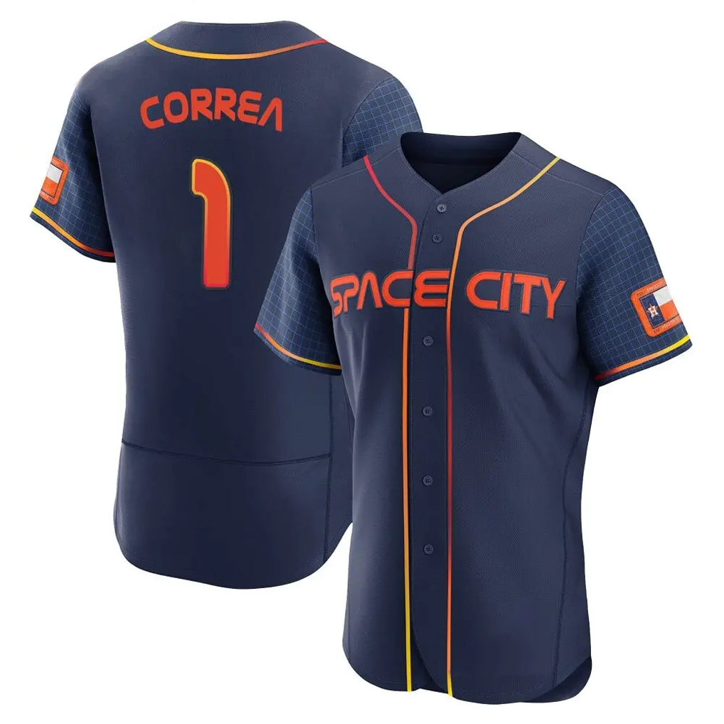 Silnrao H.Astros #1 Carlos Correa Player Navy City Connect Limited Elite Home Stitched Jerseys
