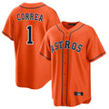 Silnrao H.Astros #1 Carlos Correa Player Orange Home Game Stitched Jerseys