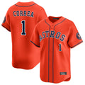 Silnrao H.Astros #1 Carlos Correa Player Orange Home Limited Stitched Jerseys