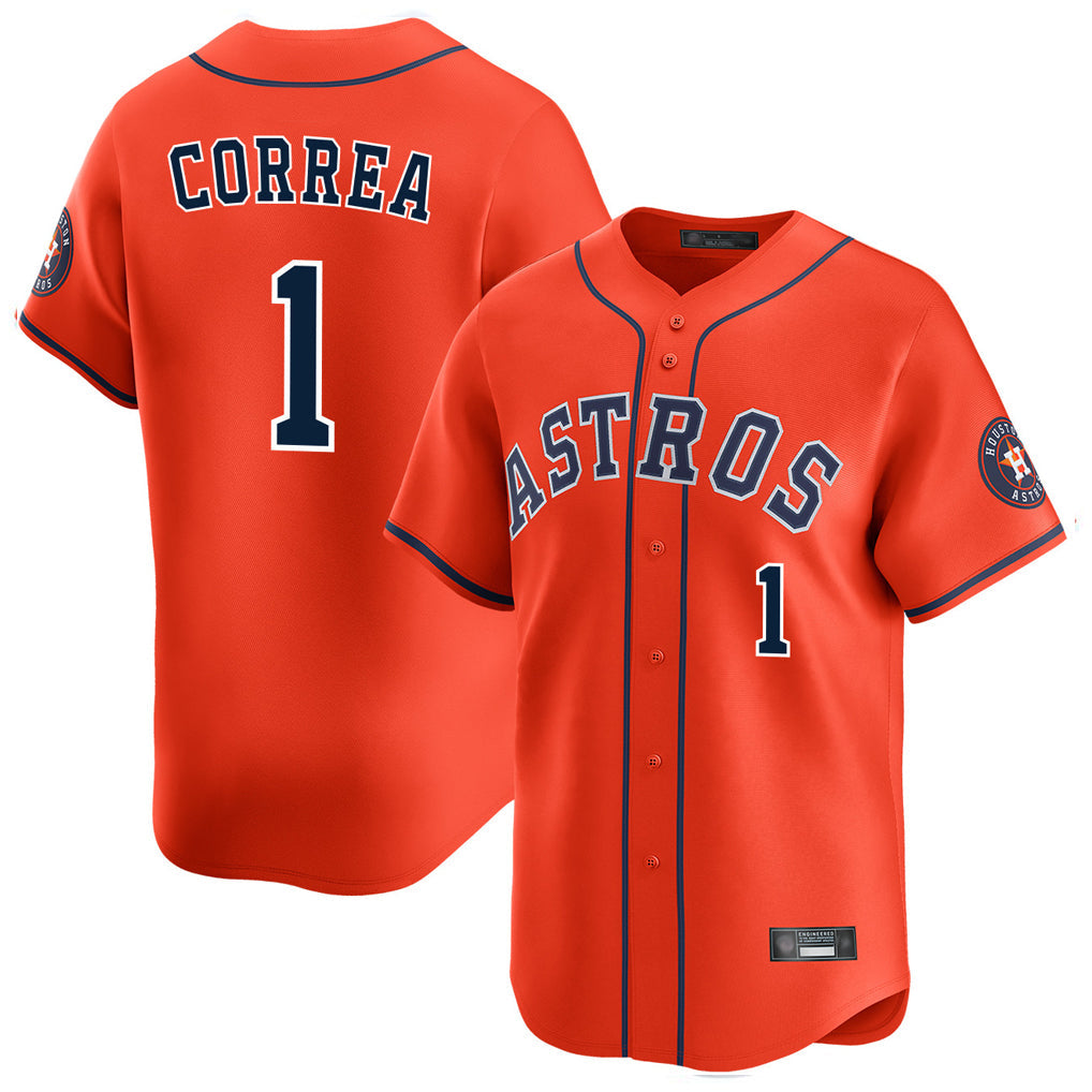 Silnrao H.Astros #1 Carlos Correa Player Orange Home Limited Stitched Jerseys