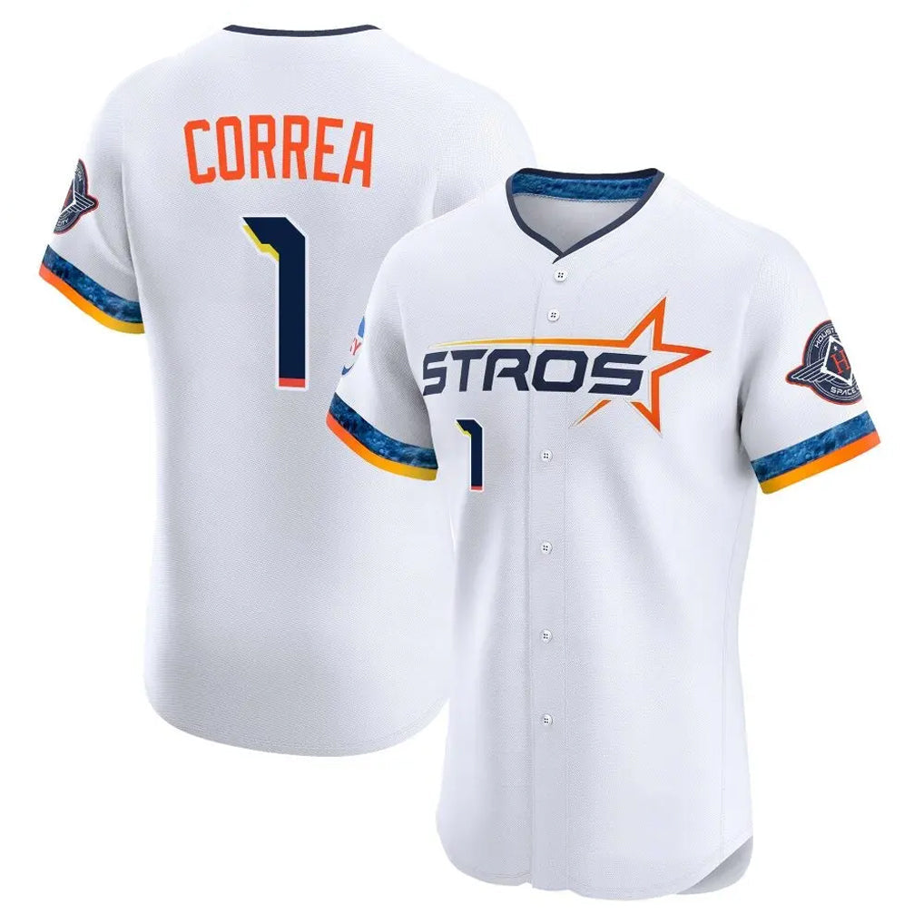 Silnrao H.Astros #1 Carlos Correa Player White City Connect Limited Elite Home Stitched Jerseys