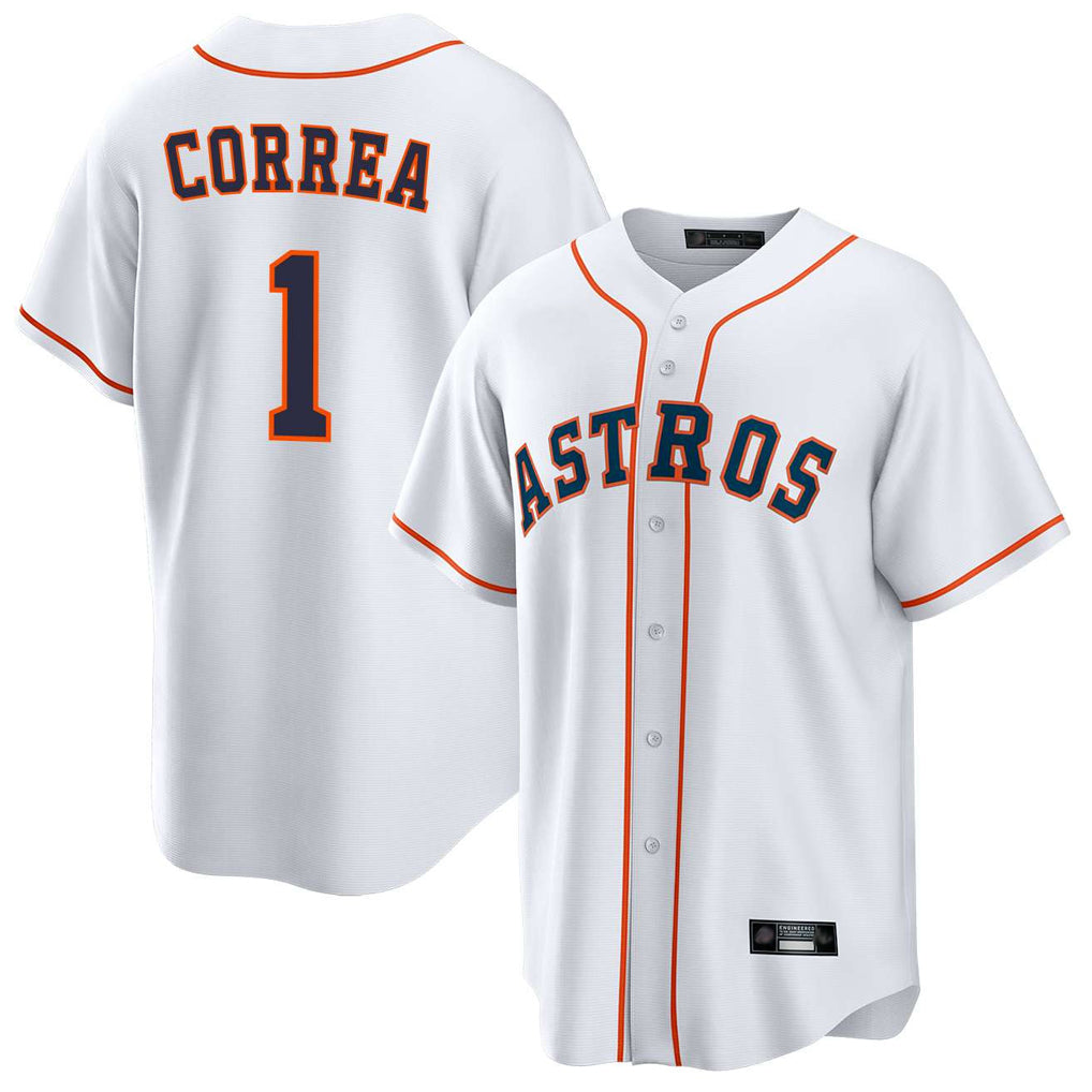 Silnrao H.Astros #1 Carlos Correa Player White Home Game Stitched Jerseys