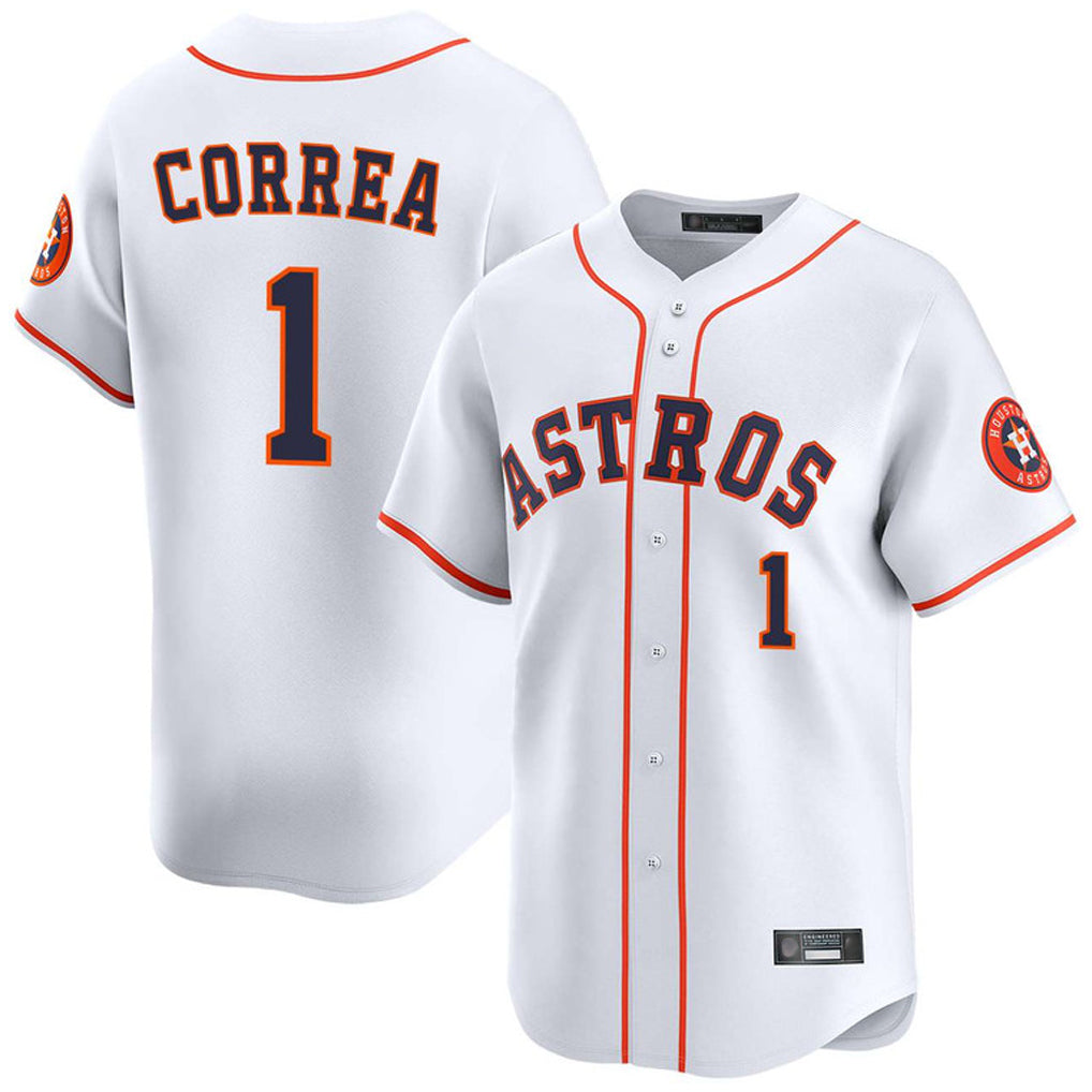 Silnrao H.Astros #1 Carlos Correa Player White Home Limited Stitched Jerseys