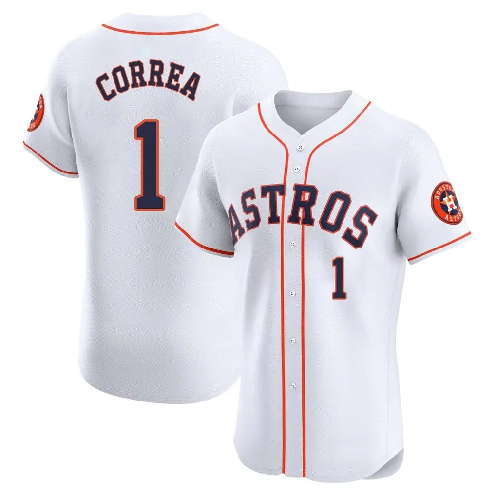 Silnrao H.Astros #1 Carlos Correa Player White Limited Elite Home Stitched Jerseys