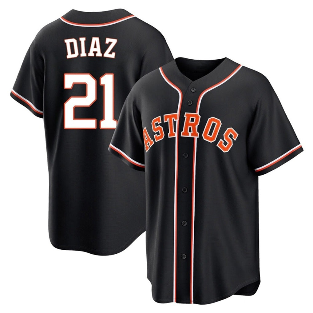 Silnrao H.Astros #21 Yainer Diaz Player Black Fashion Out Home Game Stitched Jerseys