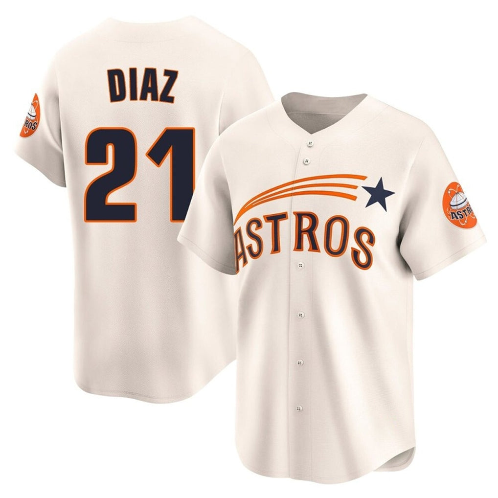Silnrao H.Astros #21 Yainer Diaz Player Cream Throwback Cooperstown Collection Limited Stitched Jerseys