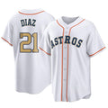Silnrao H.Astros #21 Yainer Diaz Player Gold Collection Game Home Stitched Jerseys