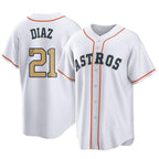 Silnrao H.Astros #21 Yainer Diaz Player Gold Collection Game Home Stitched Jerseys