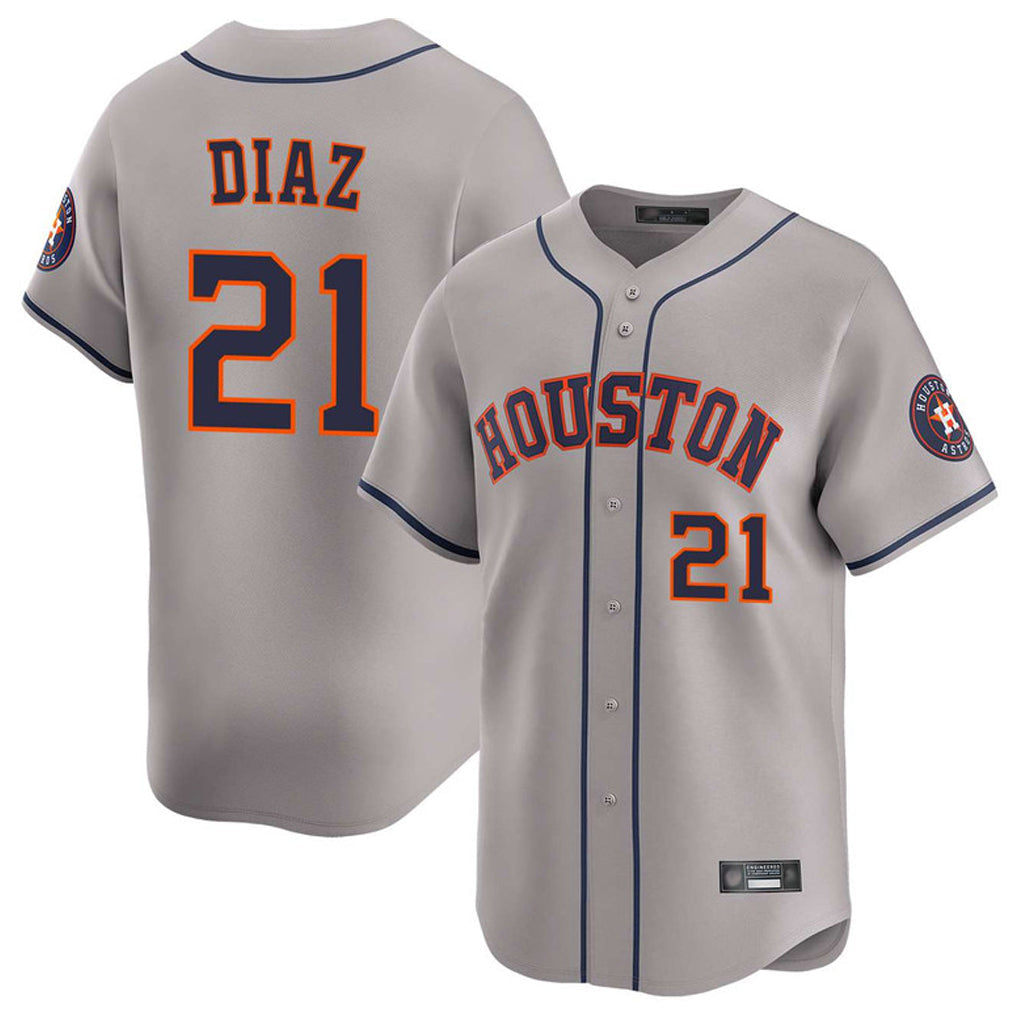Silnrao H.Astros #21 Yainer Diaz Player Gray Home Limited Stitched Jerseys