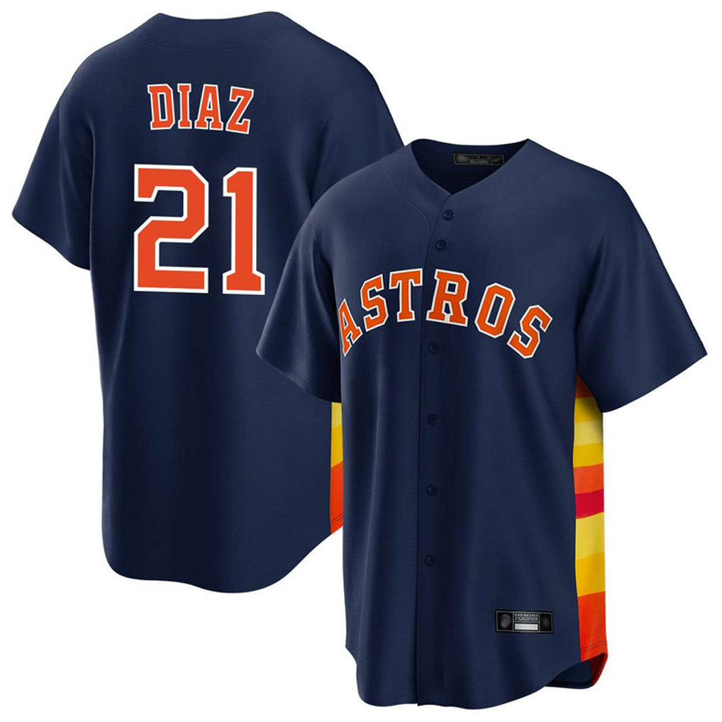 Silnrao H.Astros #21 Yainer Diaz Player Navy Home Game Stitched Jerseys