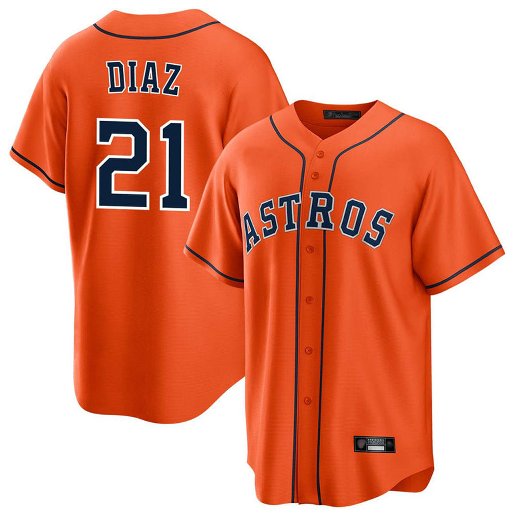 Silnrao H.Astros #21 Yainer Diaz Player Orange Home Game Stitched Jerseys